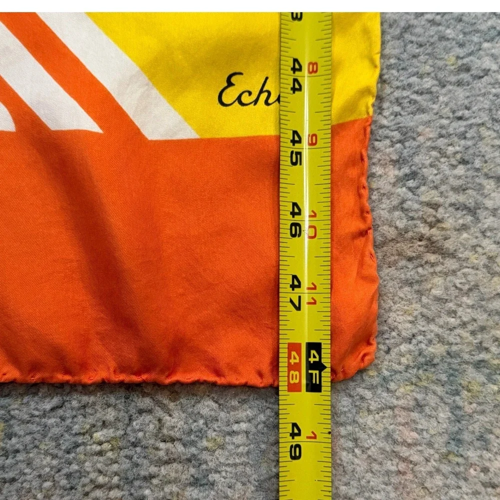 Echo Vintage Silk Scarf 1970s Mod Yellow Orange Polka Dot